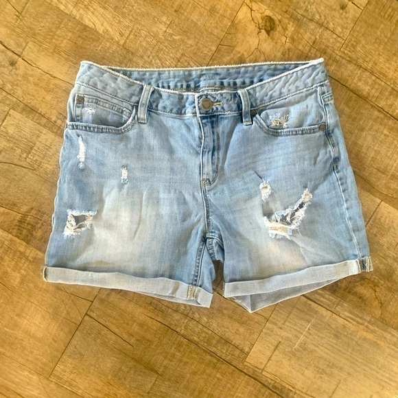 Holey Distressed Blue Jean Shorts - Picture 1 of 5